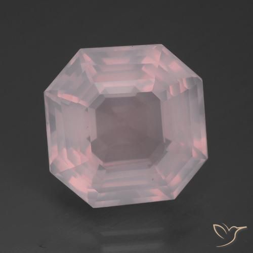 15.10ct 자연스러운 미디엄 핑크 로즈 쿼츠, 에메랄드 컷, 투명한