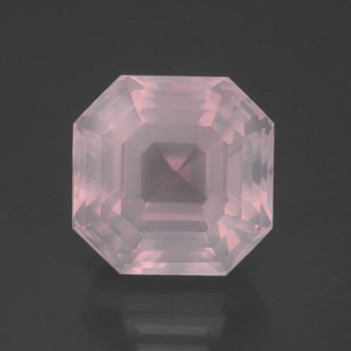 14.17캐럿 천연 미디엄 로즈 핑크 로즈 쿼츠, 에메랄드 컷, 14.3×14.1 mm, 투명한
