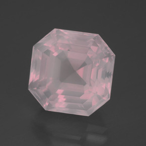 14.17캐럿 천연 미디엄 로즈 핑크 로즈 쿼츠, 에메랄드 컷, 14.3×14.1 mm, 투명한