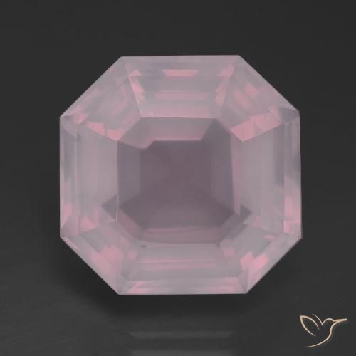 13.14ct 자연스러운 미디엄 핑크 로즈 쿼츠, 에메랄드 컷, 투명한