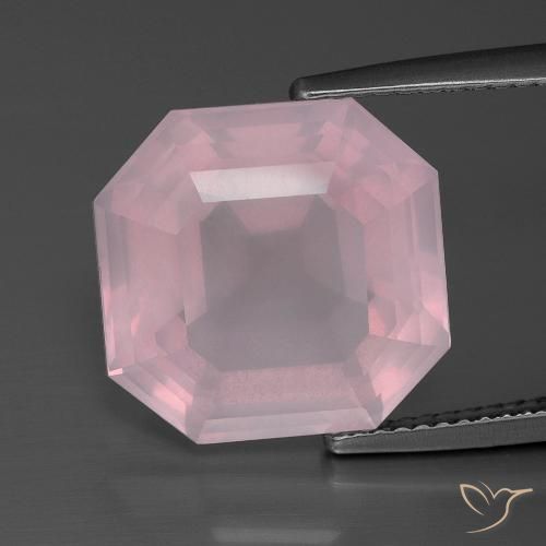 10.29ct 자연스러운 풍선껌 핑크 로즈 쿼츠, 에메랄드 컷, 투명한