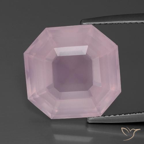11.56ct 자연스러운 풍선껌 핑크 로즈 쿼츠, 에메랄드 컷, 투명한