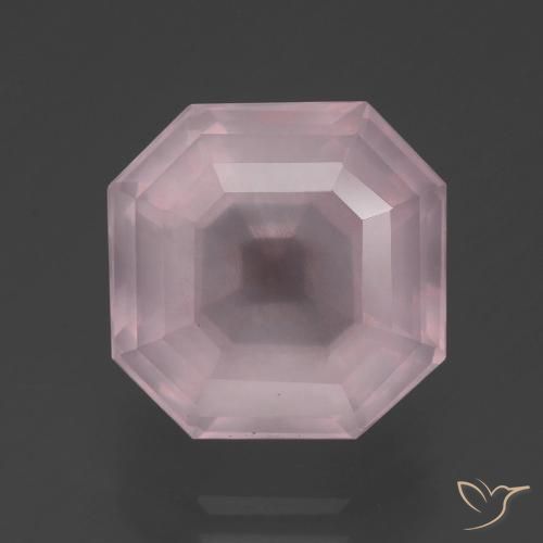 6.46ct 자연스러운 풍선껌 핑크 로즈 쿼츠, 에메랄드 컷, 투명한