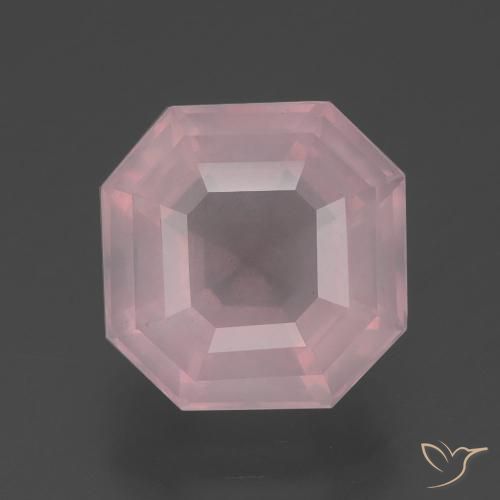 5.41ct 자연스러운 로즈 핑크 로즈 쿼츠, 에메랄드 컷, 투명한