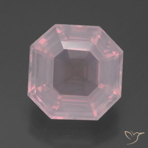6.10ct 자연스러운 라이트 로즈 핑크 로즈 쿼츠, 에메랄드 컷, 투명한