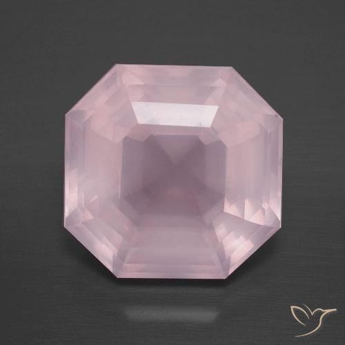 8.75ct 자연스러운 라이트 핑크 로즈 쿼츠, 에메랄드 컷, 투명한