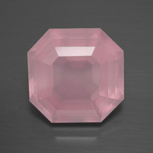 8.04캐럿 천연 미디엄 로즈 핑크 로즈 쿼츠, 에메랄드 컷, 12.5×12.4 mm, 투명한