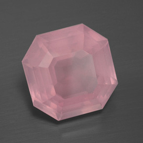 8.04캐럿 천연 미디엄 로즈 핑크 로즈 쿼츠, 에메랄드 컷, 12.5×12.4 mm, 투명한