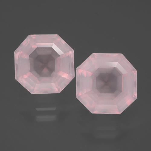 9.21캐럿 천연 미디엄 로즈 핑크 로즈 쿼츠 보석, 에메랄드 컷, 10.2×10.1 mm, 투명한