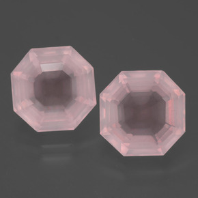 11.30캐럿 천연 핑크 로즈 쿼츠 보석, 에메랄드 컷, 11.3×11.2 mm, 투명한
