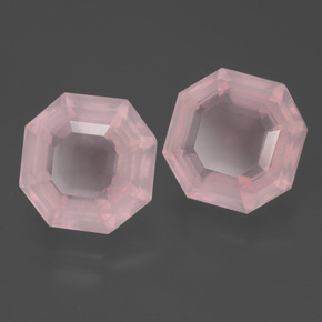 11.30캐럿 천연 핑크 로즈 쿼츠 보석, 에메랄드 컷, 11.3×11.2 mm, 투명한