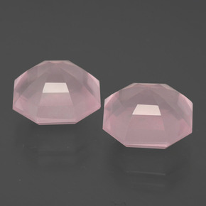 11.30캐럿 천연 핑크 로즈 쿼츠 보석, 에메랄드 컷, 11.3×11.2 mm, 투명한