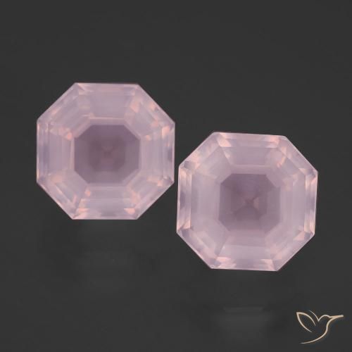 8.91캐럿 천연 라이트 핑크 로즈 쿼츠 보석, 에메랄드 컷, 10×9.8 mm, 투명한