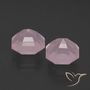 8.91캐럿 천연 라이트 핑크 로즈 쿼츠 보석, 에메랄드 컷, 10×9.8 mm, 투명한
