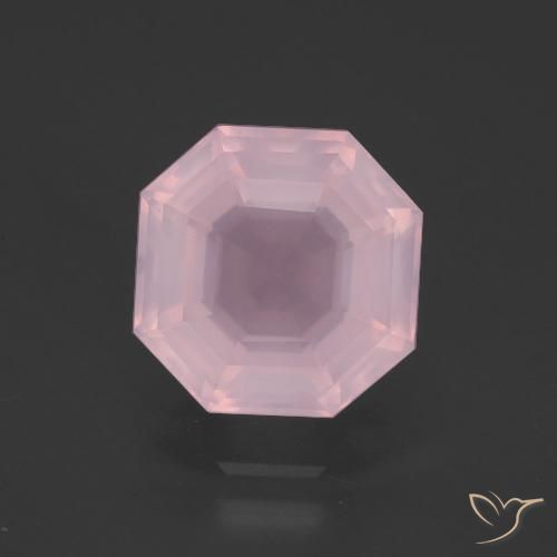 4.12ct 자연스러운 로즈 핑크 로즈 쿼츠, 에메랄드 컷, 투명한