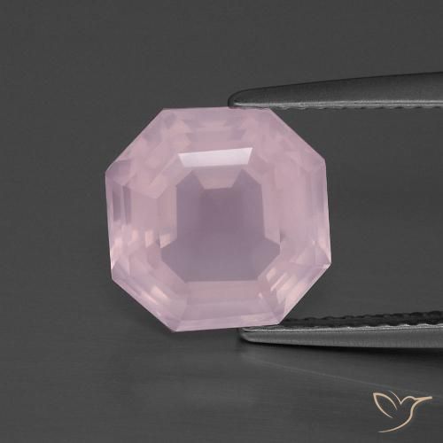 4.03ct 자연스러운 풍선껌 핑크 로즈 쿼츠, 에메랄드 컷, 투명한