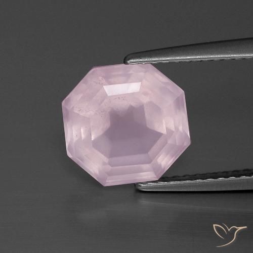 3.71ct 자연스러운 라이트 핑크 로즈 쿼츠, 에메랄드 컷, 투명한