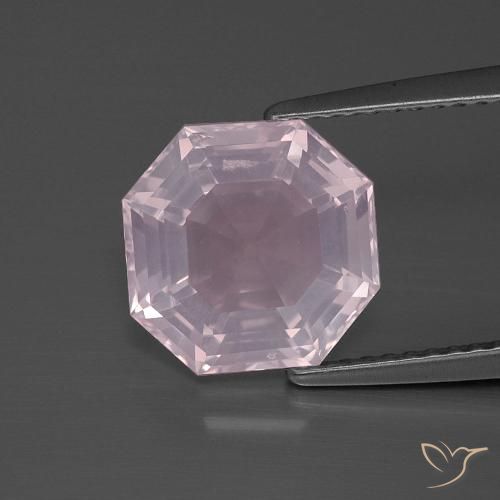 3.76ct 자연스러운 라이트 핑크 로즈 쿼츠, 에메랄드 컷, 투명한