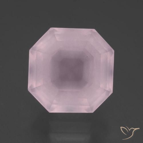 10.89ct 자연스러운 라이트 핑크 로즈 쿼츠, 에메랄드 컷, 투명한