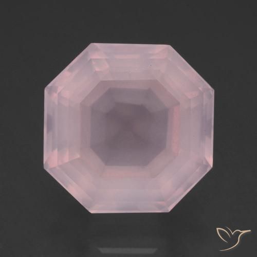 12.66ct 자연스러운 로즈 핑크 로즈 쿼츠, 에메랄드 컷, 투명한