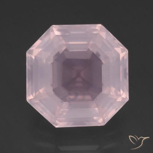 13.25캐럿 천연 풍선껌 핑크 로즈 쿼츠, 에메랄드 컷, 14.6×14.6 mm, 투명한