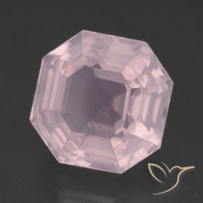 13.25캐럿 천연 풍선껌 핑크 로즈 쿼츠, 에메랄드 컷, 14.6×14.6 mm, 투명한