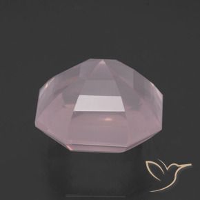 13.25캐럿 천연 풍선껌 핑크 로즈 쿼츠, 에메랄드 컷, 14.6×14.6 mm, 투명한