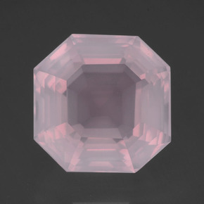 14.37캐럿 천연 라이트 핑크 로즈 쿼츠, 에메랄드 컷, 14.9×14.8 mm, 투명한