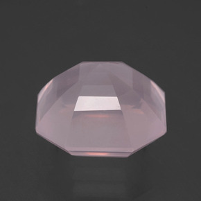 14.37캐럿 천연 라이트 핑크 로즈 쿼츠, 에메랄드 컷, 14.9×14.8 mm, 투명한