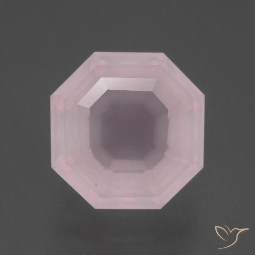 4.32ct 자연스러운 라이트 로즈 핑크 로즈 쿼츠, 에메랄드 컷, 투명한