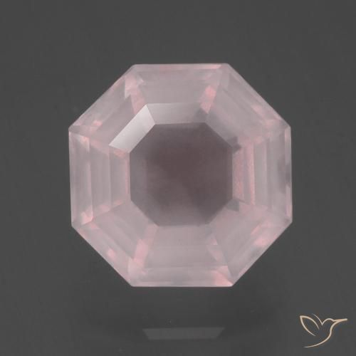 4.23ct 자연스러운 라이트 로즈 핑크 로즈 쿼츠, 에메랄드 컷, 투명한