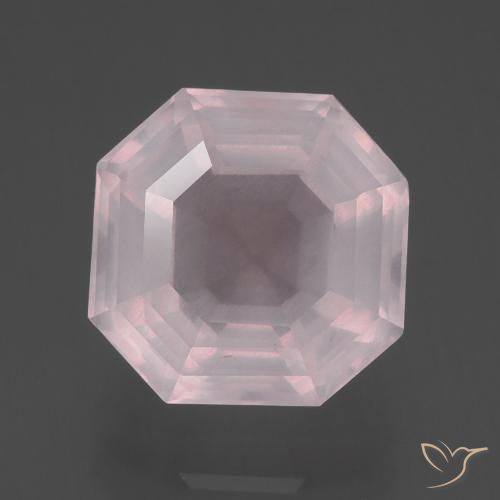 4.74ct 자연스러운 베리 라이트 로즈 핑크 로즈 쿼츠, 에메랄드 컷, 투명한