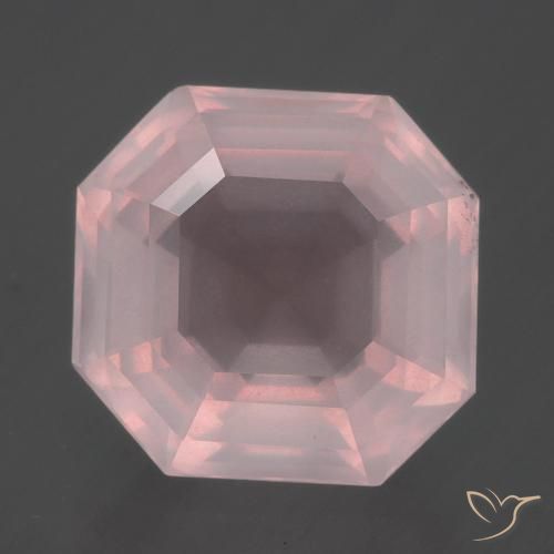 8.64ct 자연스러운 라이트 핑크 로즈 쿼츠, 에메랄드 컷, 투명한
