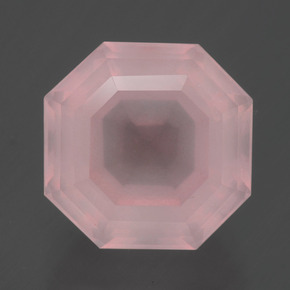 8.83캐럿 천연 핑크 로즈 쿼츠, 에메랄드 컷, 12.7×12.6 mm, 투명한