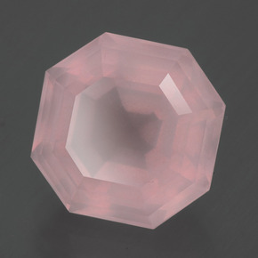 8.83캐럿 천연 핑크 로즈 쿼츠, 에메랄드 컷, 12.7×12.6 mm, 투명한