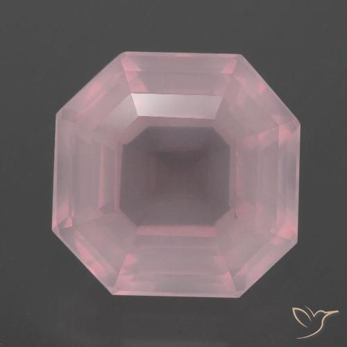8.70ct 자연스러운 미디엄 핑크 로즈 쿼츠, 에메랄드 컷, 투명한
