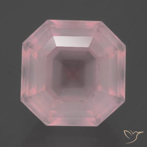 9.06ct 자연스러운 미디엄 로즈 핑크 로즈 쿼츠, 에메랄드 컷, 투명한