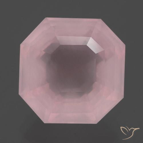 9.49ct 자연스러운 미디엄 로즈 핑크 로즈 쿼츠, 에메랄드 컷, 투명한