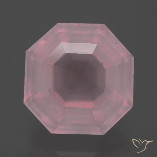 11.18ct 자연스러운 미디엄 로즈 핑크 로즈 쿼츠, 에메랄드 컷, 투명한