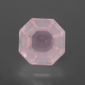 3.47캐럿 천연 라이트 로즈 핑크 로즈 쿼츠, 에메랄드 컷, 9.5×9.4 mm, 투명한