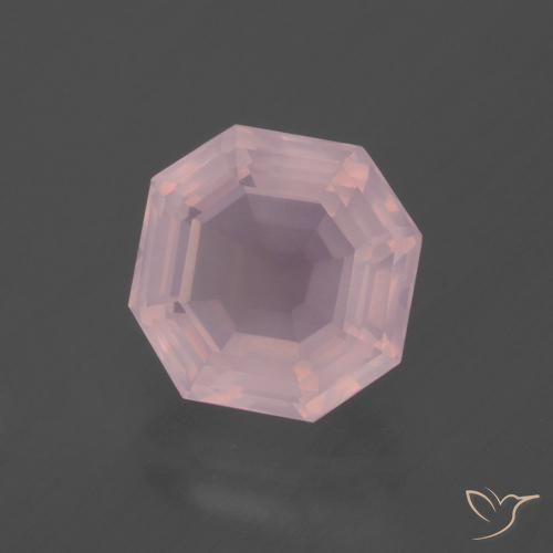 3.56캐럿 천연 미디엄 로즈 핑크 로즈 쿼츠, 에메랄드 컷, 9.5×9.4 mm, 투명한