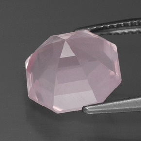 5.44캐럿 천연 라이트 로즈 핑크 로즈 쿼츠, 에메랄드 컷, 10.9×10.8 mm, 투명한
