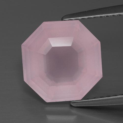 4.08캐럿 천연 로즈 핑크 로즈 쿼츠, 에메랄드 컷, 10.3×10.1 mm, 투명한