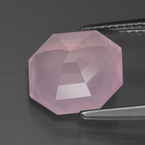4.08캐럿 천연 로즈 핑크 로즈 쿼츠, 에메랄드 컷, 10.3×10.1 mm, 투명한