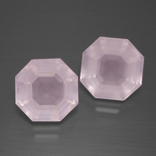 9.74캐럿 천연 풍선껌 핑크 로즈 쿼츠 보석, 에메랄드 컷, 10.6×10.5 mm, 투명한