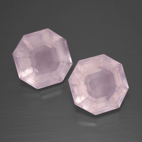 9.74캐럿 천연 풍선껌 핑크 로즈 쿼츠 보석, 에메랄드 컷, 10.6×10.5 mm, 투명한