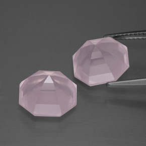 9.74캐럿 천연 풍선껌 핑크 로즈 쿼츠 보석, 에메랄드 컷, 10.6×10.5 mm, 투명한