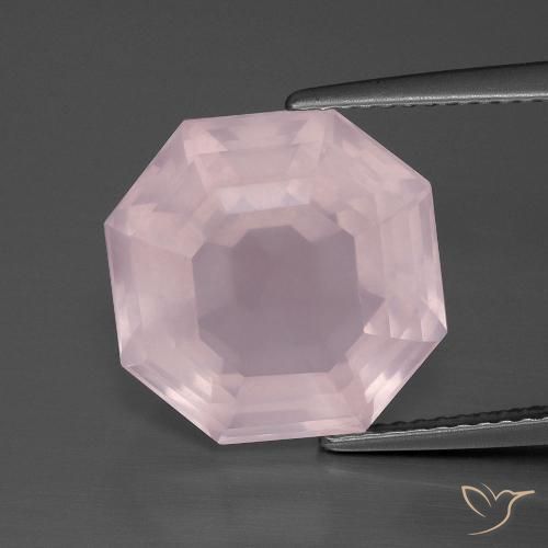 9.74ct 자연스러운 라이트 핑크 로즈 쿼츠, 에메랄드 컷, 투명한