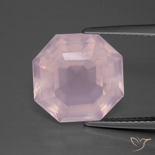 8.35ct 자연스러운 풍선껌 핑크 로즈 쿼츠, 에메랄드 컷, 투명한