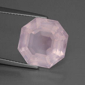 8.79캐럿 천연 라이트 로즈 핑크 로즈 쿼츠, 에메랄드 컷, 12.9×12.8 mm, 투명한